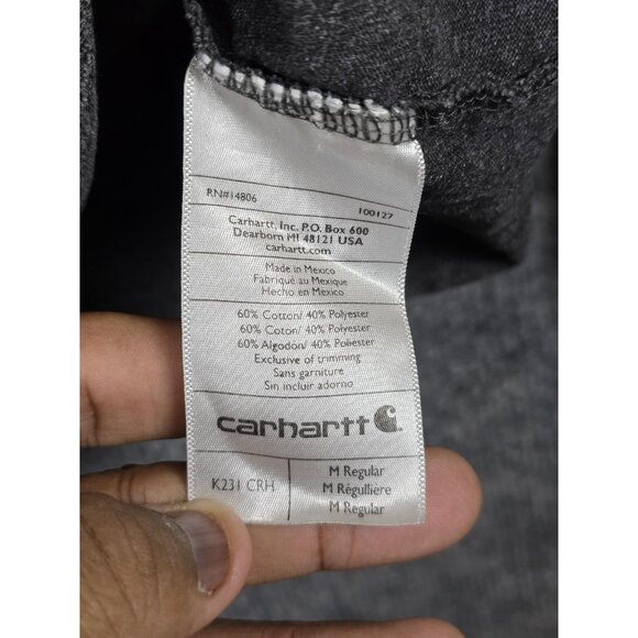 Carhartt Shirt Mens Medium Gray Long Sleeve Logo Workwear K231 Stains Damage - Picture 4 of 9